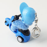 biker monster Key chain blue