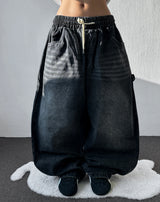 Johnsy Carpenter Balloon Fit Elastic Waist Denim Pants 3color