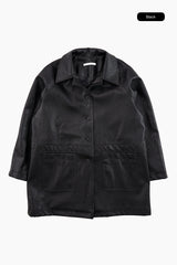 アルコボタンレザーロングジャケット