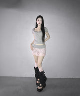 lace rosy puff tee (4colors)