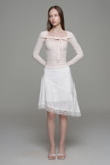 Cotton touch ribbon bolero, Pink
