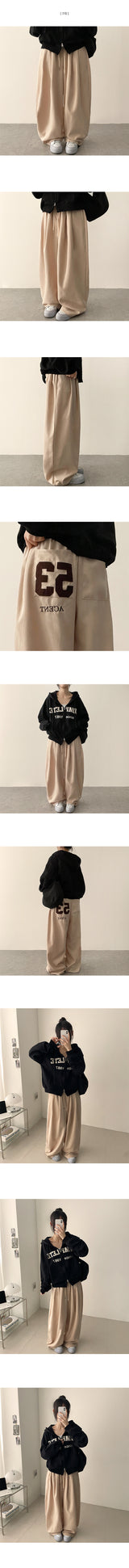 Keno Number Patch Back Pocket Banding Wide Pants