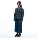 Cut-off Capri Denim Pants - DEEP BLUE