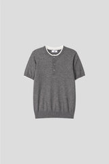 レイヤード ヘンリーネック マッスルフィット ショートスリーブ ニット