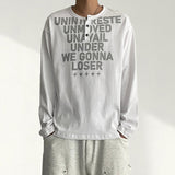 Swoolie Lettering Snap Henry Neck Long Sleeve T-shirt (4 colors)