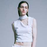 bermuda back string halter neck white