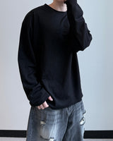 Sheer Raw-Edge Waffle Long Sleeve