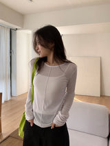 シンガーカットラウンド長袖Tシャツ