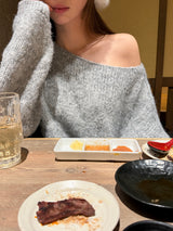 [MADE] ELLEN WOOL UNBALANCED OFF-SHOULDER KNIT