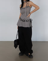 scarf set stripe frill mini-dress