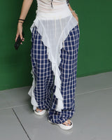 Checked around wide pants