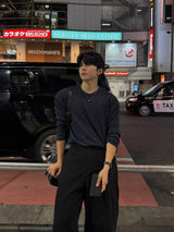 ビッグ リブド バイアス ロングスリーブ Tシャツ