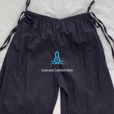 Delulu Waistband Nylon Strap Wide-Leg Long Pants 3 Colors