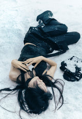 Muffler Knit Halter Top / Black