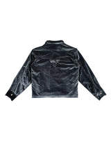 TWILL VELVET CROSS EMBROIDERY COLOR-TOOTH ZIPPER LOGO CASTING NOTCH COLLAR JACKET