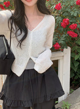 SP Buckle Crop Basic V-neck Knit Cardigan (5color)