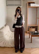#ホルターネック ウール50 ニットビスチェ (4color)