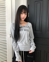 クインテットレターボタンロングスリーブTシャツ