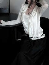 loose V-wrap shirring T (2color)
