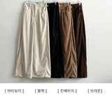 Mob waistband incision corduroy wide pants