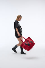 Weekend warrior typography printing tote-bag (Red)_1