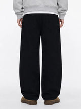 ベーシック ウォッシング ワイド コットン パンツ(black)