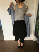 Marine button midi skirt (3color)