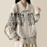 Rina Twisted Patterned Collar Burton Cardigan