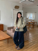 Hots High Neck Button Dot Hooded Knit