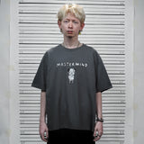 フェイクナット ステイン マスターマインド グレー ボクシー オーバーサイズ Tシャツ