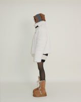 レイチェル 2ベルトディテールショート丈ファージャケット (Lining Quilted)