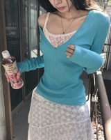 thin & flower square sleeveless top