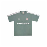 PEANUT STAIN - 4 ストライプ アーム グリーン オーバーサイズ Tシャツ