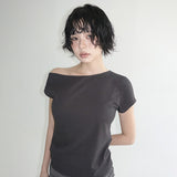 [Lacov] One Shoulder Short-Sleeved T-Shirt -7 color