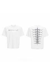 スタッディドエンブロイダードスパインコットンTシャツ