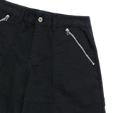 25SS ZIPPER DETAIL DENIM SHORT PANTS BLACK