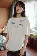 26SS★ Draw Stitch Embroidered Short Sleeve Tee