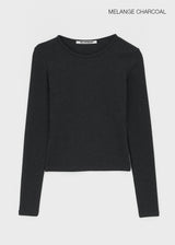 [B-BASIC] ソフトフリースラウンドネック長袖Tシャツ (2SIZE)