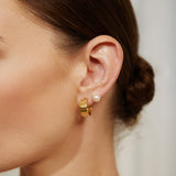 gold flat medium 14k gold plating + 925 silver earrings E062-04G
