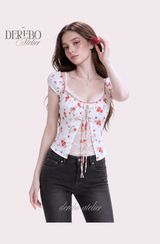 Red Rose Lace Layered Blouse