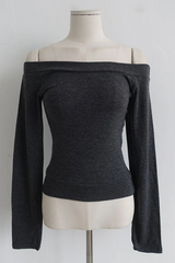 RIBBED HEM OFF-SHOULDER TEE (3COLORS!)