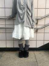 Unbalanced Shirring Long Sleeve