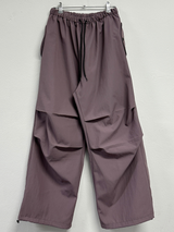 INSIDE FLEECE❤NYLON PARACHUTE POCKET PALE COLOR LONG PANTS💜🖤🩶3COLOR