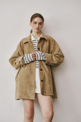 Suede half coat (Brown)