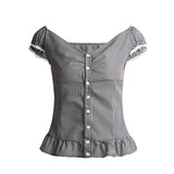 Veya Button Peplum Blouse