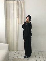 [オフショルダーあり] ローブピンタックビッグフードスウェットシャツ (2c)