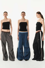 デュアルウエストコントラストプリテッドパンツ