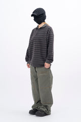 Juk Collar Stripe Pigment Long Sleeve T-Shirt