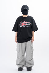 カリフォルニアビンテージクラックプリントショートスリーブTシャツ