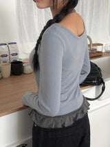 Baol Halter Frill Sleeveless Long Sleeve T-Shirt Set